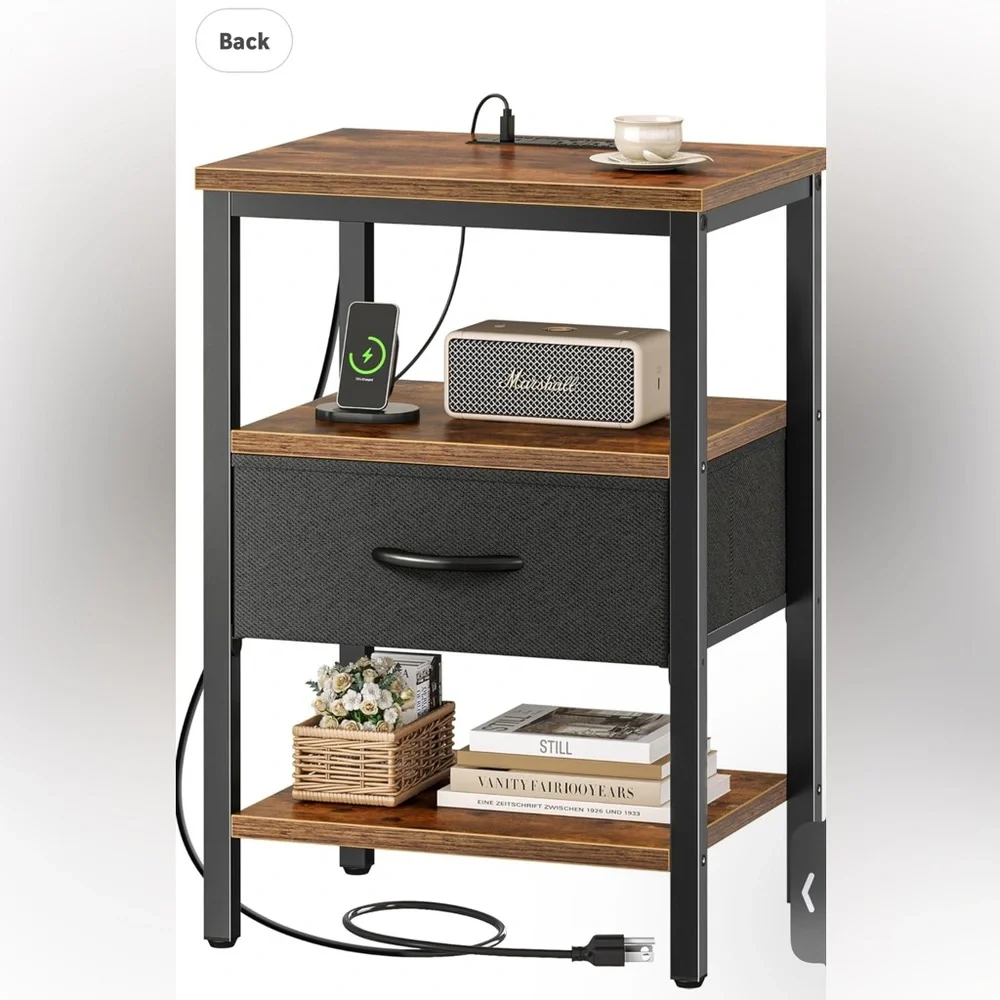 Black and Brown Storage Shelf with Drawer - Picture 1 of 4